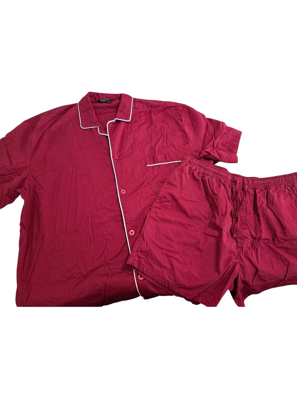 Red Alexander Del Rossa Large Pajama Set Men's Shorts Sleeve